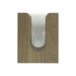 oak napkin dispenser with acrylic and rollers 196x115x240 side view