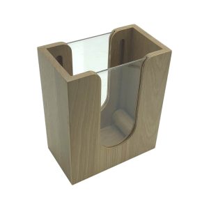 oak napkin dispenser with acrylic and rollers 196x115x240