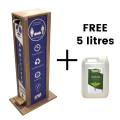 pine hands free hand sanitiser 5l single dispenser stand 475x297x1000 plus free 5 litres