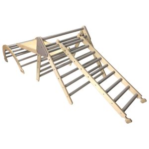 Junior Ligneus Pikler Triangle Set Gretton Grey with ladder up