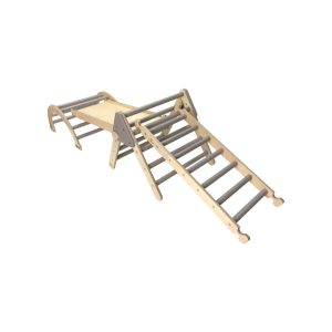 Nursery Ligneus Pikler Triangle Set Gretton Grey with handles with ladder up