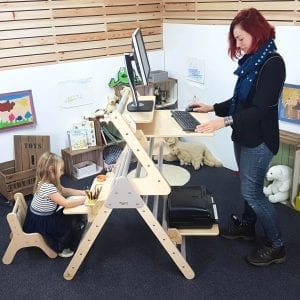 Pikler desk extender for home working and day care