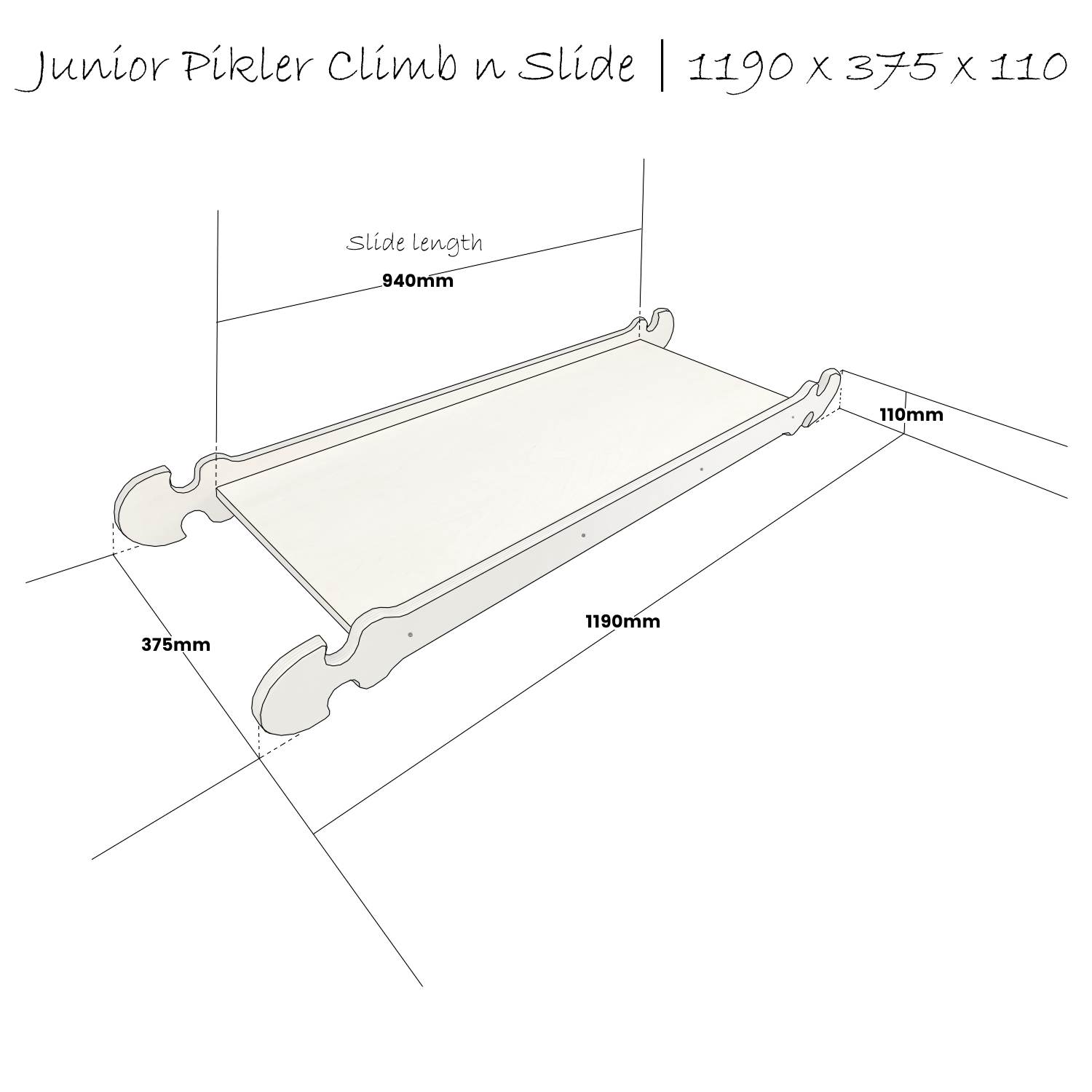 Junior Pikler Climb n Slide Schematic 1190x375x110