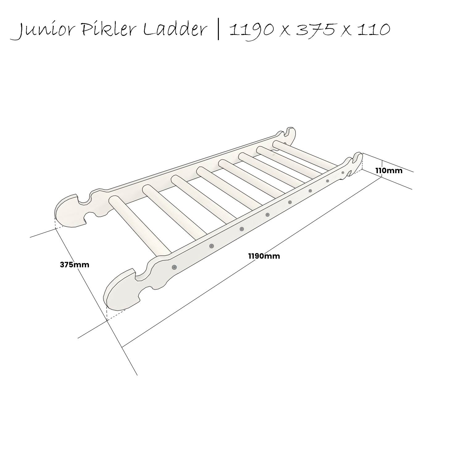 Junior Pikler ladder Schematic 1190x375x110