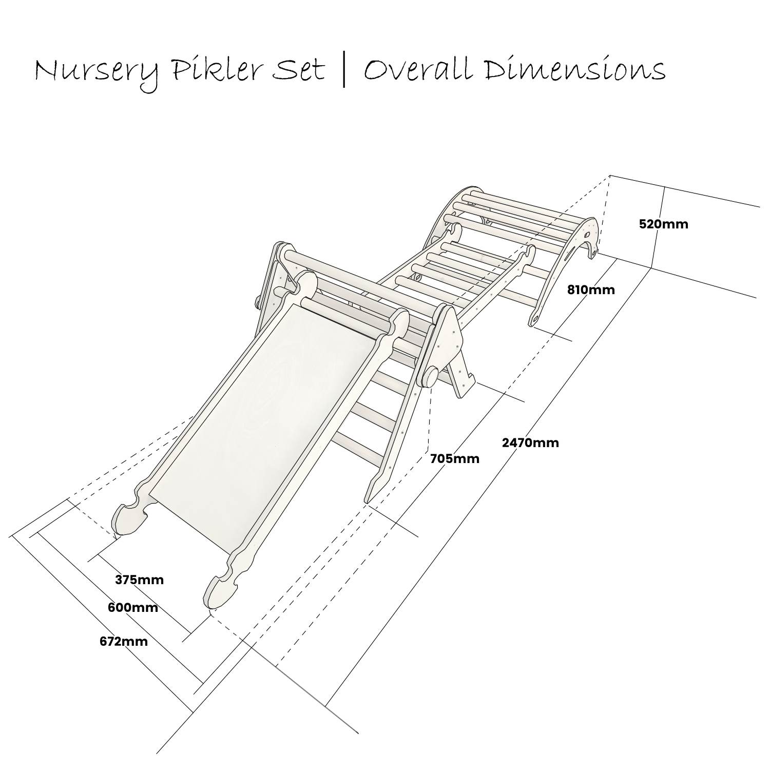 Nursery Ligneus Pikler Triangle Set schematic