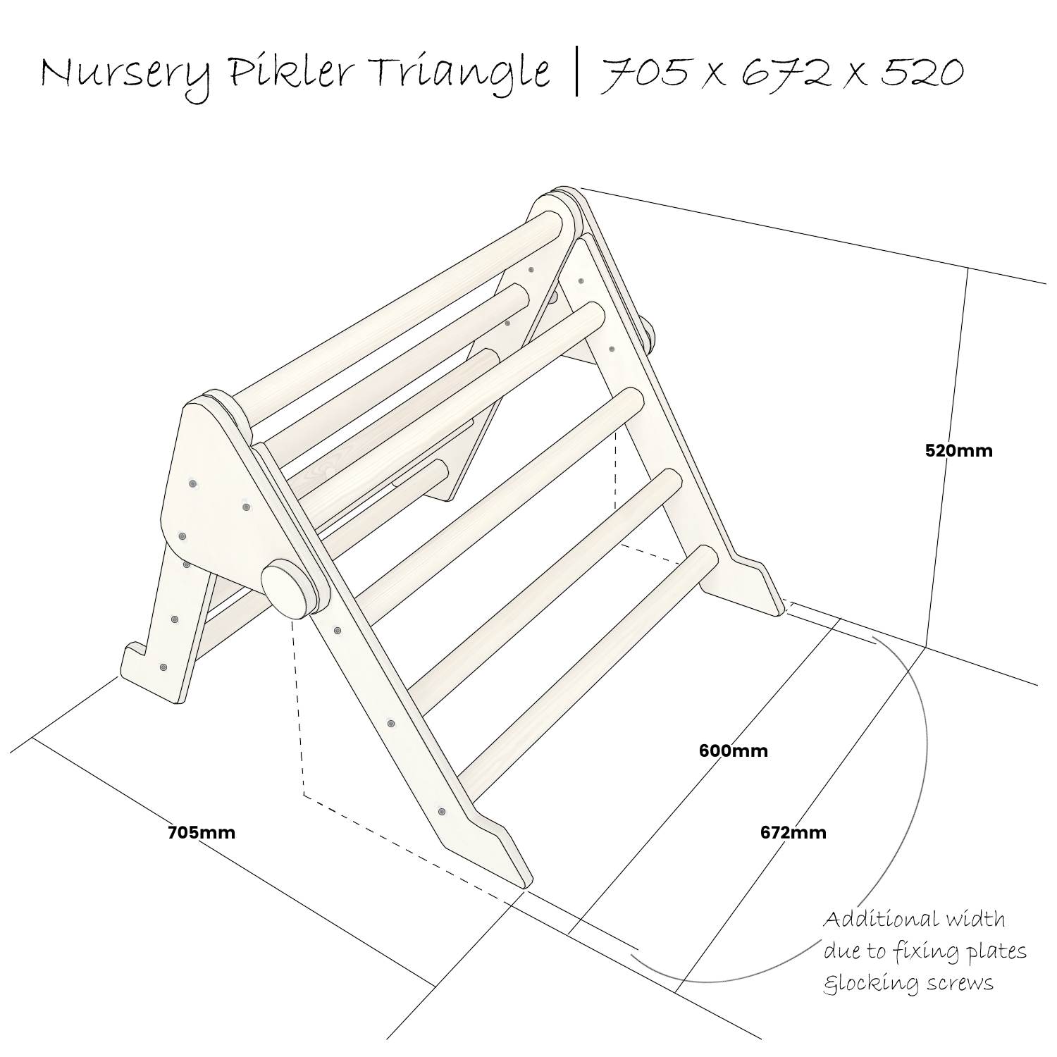 Nursery Pikler Triangle Schematic 705x672x520