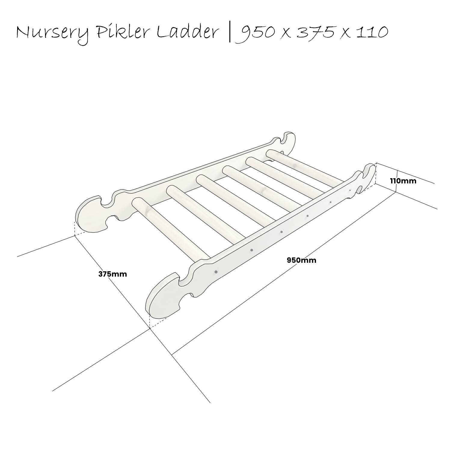 Nursery Pikler ladder Schematic 950x375x110