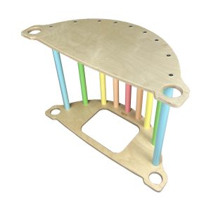 Nursery Pikler multifunctional 4 in 1 Climbing Rocker Arch Pastel Rainbow as a play table