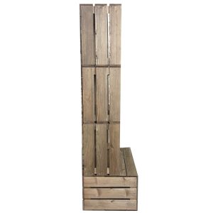 Rustic 3 crate shelving display unit 500x370x1143 side view