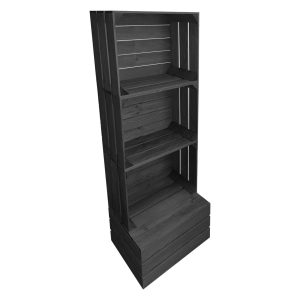 Black Painted 3 crate shelving display unit 500x370x1143