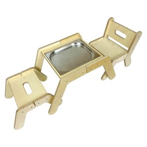 Nursery Single Sensory Tray Table Set with chair, stool and shallow tray