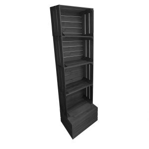 Black Painted 4 crate shelving display unit 500x370x1730