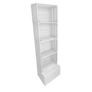 White Painted 4 crate shelving display unit 500x370x1730