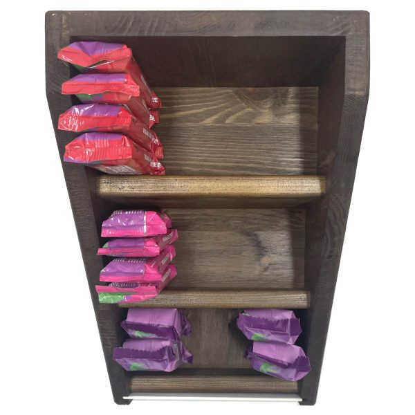 Customised Rustic Brown Pine 3 Tier Slanted Display Stand 325x220x255 top view Customised Rustic Brown Pine 3 Tier Slanted Display Stand 325x220x255 top view