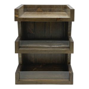 Customised Rustic Brown Pine 3 Tier vertical Display Stand 278x150x400 front view