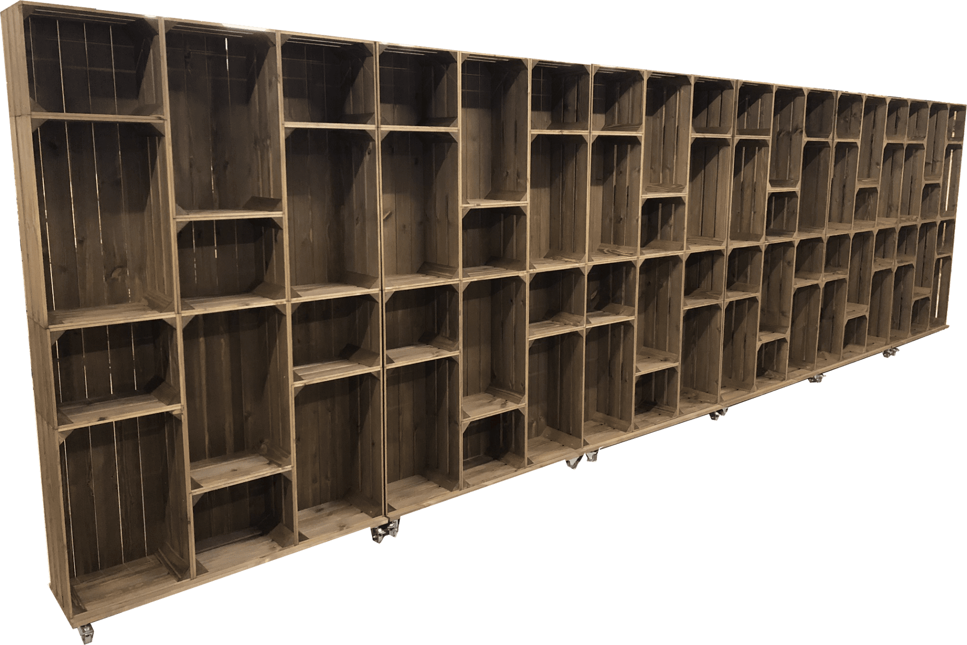 Long Rustic Brown Crate Wall