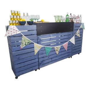 Kingscote Blue Painted Pop up Bar Front view