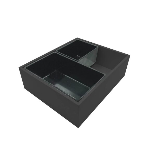 Black painted ply double crock housing with crocks