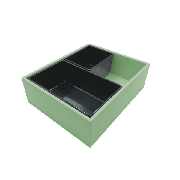 Tetbury Green painted ply double crock housing with crocks