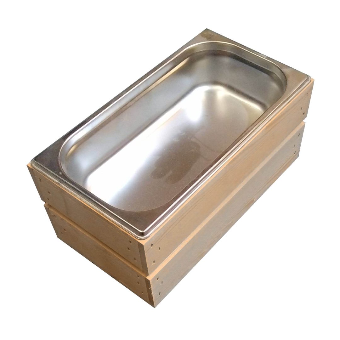 GN1/3 Gastronorm Light Oak Slatted Box Display Unit 325x176x138
