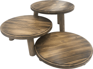 Scorched pine milking stool set