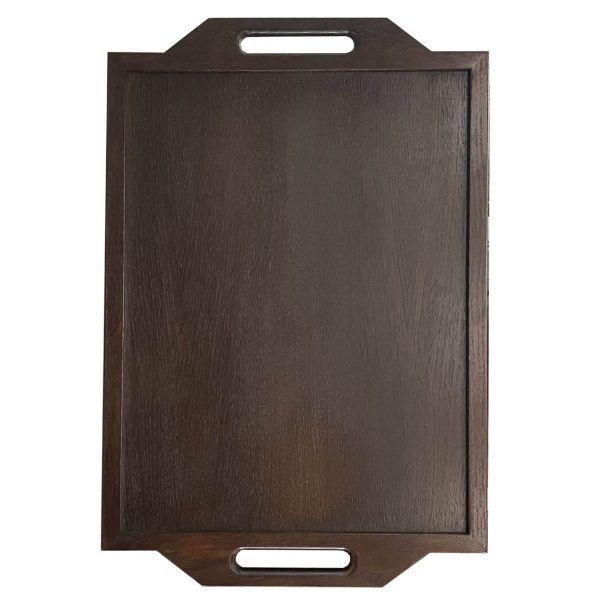 Dark Brown Oak Butlers Tray 710x470x36 top view Dark Brown Oak Butlers Tray 710x470x36 top view