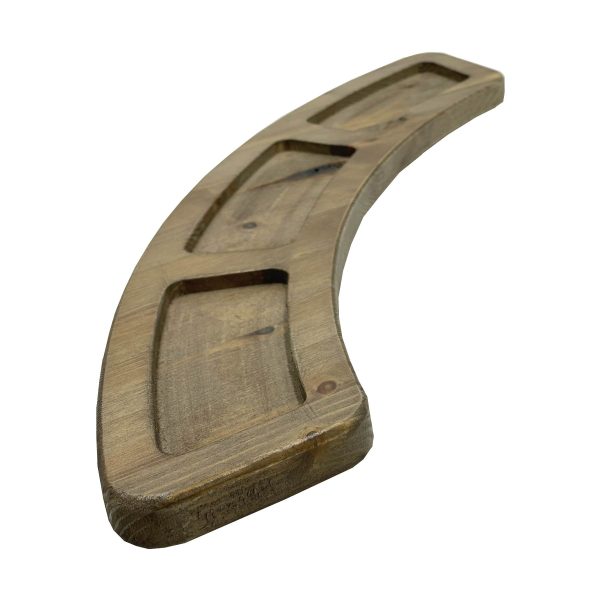 Three Pot Pine Curved Canape Board 460x135x18 angle view Three Pot Pine Curved Canape Board 460x135x18 angle view