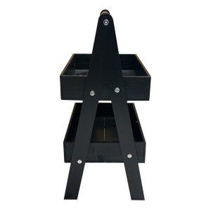 Black 2-Tier Adjustable Wooden A-Frame Display Stand 415x300x640 with Level Tiers side view