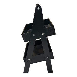 Black 2-Tier Adjustable Wooden A-Frame Display Stand 415x300x640 with Slanted Tiers side view