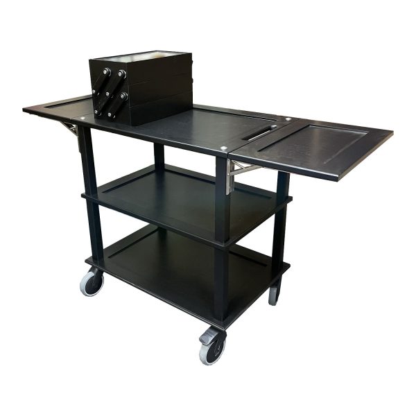 Black Oak Burford Drop Leaf Trolley with 3-tier Cantilever Box Black Oak Burford Drop Leaf Trolley with 3-tier Cantilever Box
