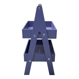 Kingscote Blue 2-Tier Adjustable Wooden A-Frame Display Stand 415x300x640 with Level Tiers side view