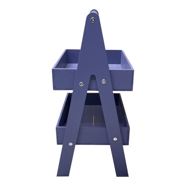 Kingscote Blue 2-Tier Adjustable Wooden A-Frame Display Stand 415x300x640 with Level Tiers side view Kingscote Blue 2-Tier Adjustable Wooden A-Frame Display Stand 415x300x640 with Level Tiers side view