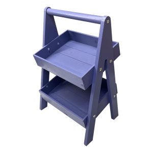 Kingscote Blue 2-Tier Adjustable Wooden A-Frame Display Stand 415x300x640 with Slanted Tiers