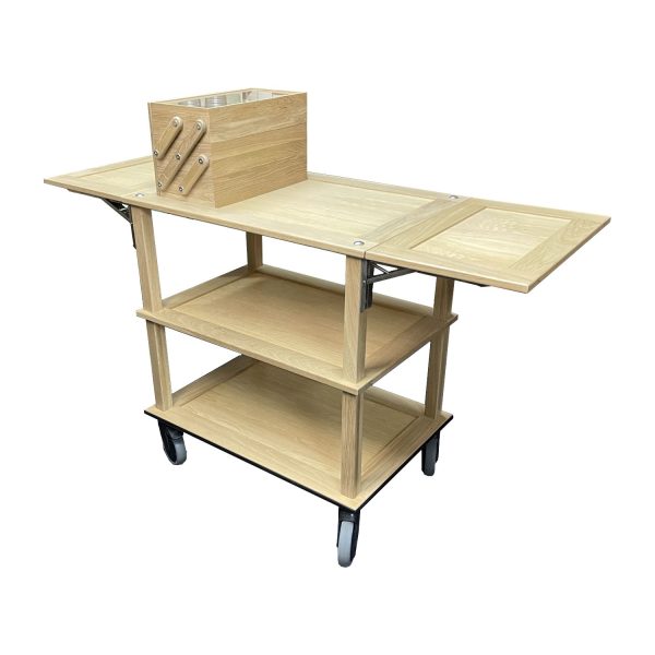 Natural Oak Burford Drop Leaf Trolley with 3-tier Cantilever Box Natural Oak Burford Drop Leaf Trolley with 3-tier Cantilever Box