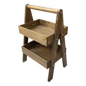 Rustic Brown 2-Tier Adjustable Wooden A-Frame Display Stand 415x300x640 with Level Tiers