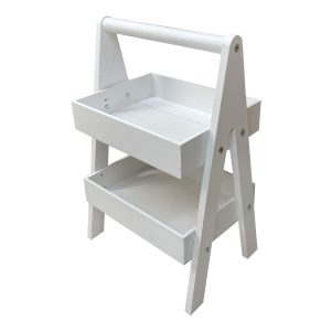 White 2-Tier Adjustable Wooden A-Frame Display Stand 415x300x640 with Level Tiers