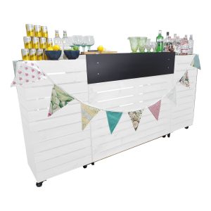 White Painted Pop up Bar Front view