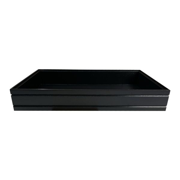 GN1/1 Black ribbed oak stacker box 530x325x80 front view GN1/1 Black ribbed oak stacker box 530x325x80 front view