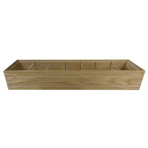 GN2/4 Natural ribbed oak stacker box with Partitions 530x162x80 front view