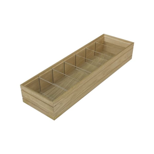 GN2/4 Natural ribbed oak stacker box with partitions 530x162x80