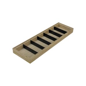 GN2/4 Natural ribbed oak stacker box with black partitions 530x162x40