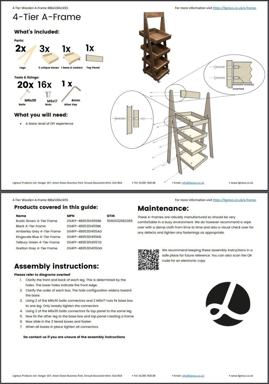 4-tier a-frame 486x530x1455 assembly guide