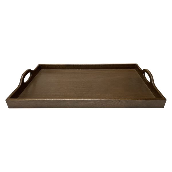 Dark Brown Oak Butlers Tray 730x480x85 side view Dark Brown Oak Butlers Tray 730x480x85 side view