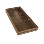Dark Brown ribbed oak trolley stacker box 398x212x40 with clear perspex dividers