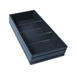 Amberley Grey ribbed oak trolley stacker box 398x212x80 with clear perspex dividers