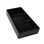 Black ribbed oak trolley stacker box 398x212x80 with clear perspex dividers