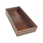 B1/3 Ribbed Dark Brown Oak Trolley Stacker Box without insert 398x212x80