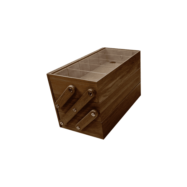 B1/3 Dark Brown Oak 3-tier Cantilever Box Closed B1/3 Dark Brown Oak 3-tier Cantilever Box Closed