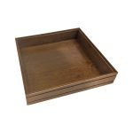 B2/3 Ribbed Dark Brown Oak Trolley Stacker Box 424x398x80
