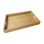 B1/1 Ribbed Natural Oak Trolley Stacker Handle Tray 636x398x80